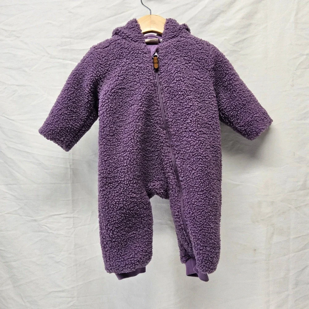 Minymo Sherpa Fleece Bunting Infant 3M Purple Hooded Zipper Pram Suit‎ 111578
